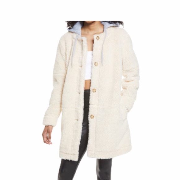 bp Jackets & Blazers - NWT BP Long Hooded Teddy Coat Size Large